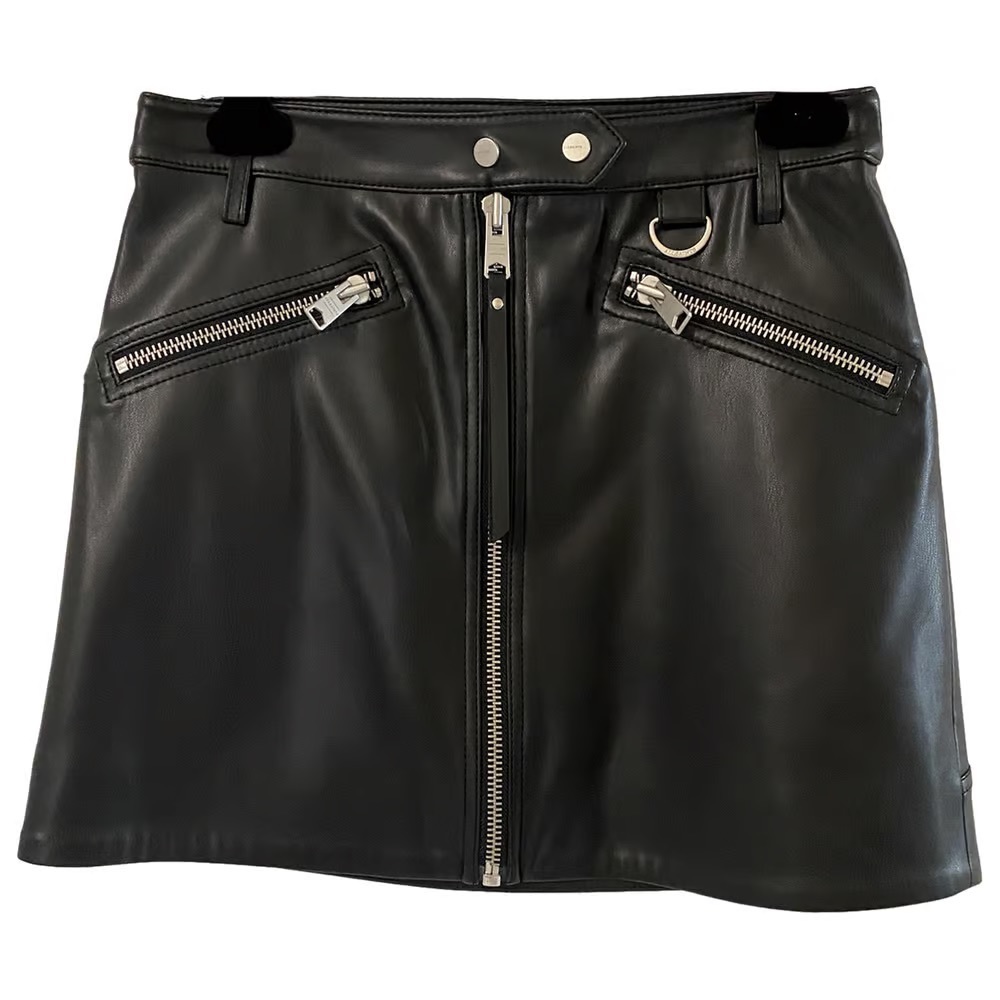 All Saints NWT Black Faux Leather Tarren Skirt 4